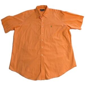 Polo Ralph Lauren Shirt Mens XL Fits XXL Salmon Orange Short Sleeve Button Down